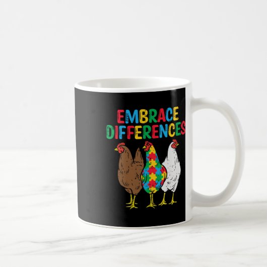 Mug Accepter les différences 3 Poulets Puzzle Autisme (Droite)