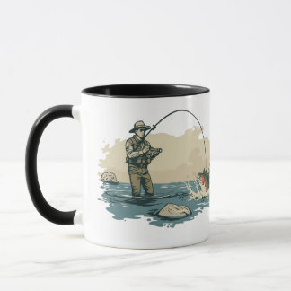 Mug Accro au pêcheur Scène vintage d'outdoor Angler