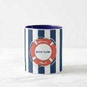 Mug Accueil Bleu Nautique À Bord Du Nom Du Bateau (Centre)