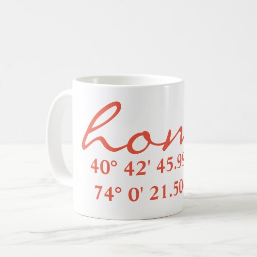 Mug accueil Coordonnée de la latitude de longitude (Devant gauche)
