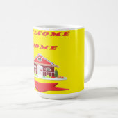 Mug Accueil design lumineux jaune et rouge (Devant droit)