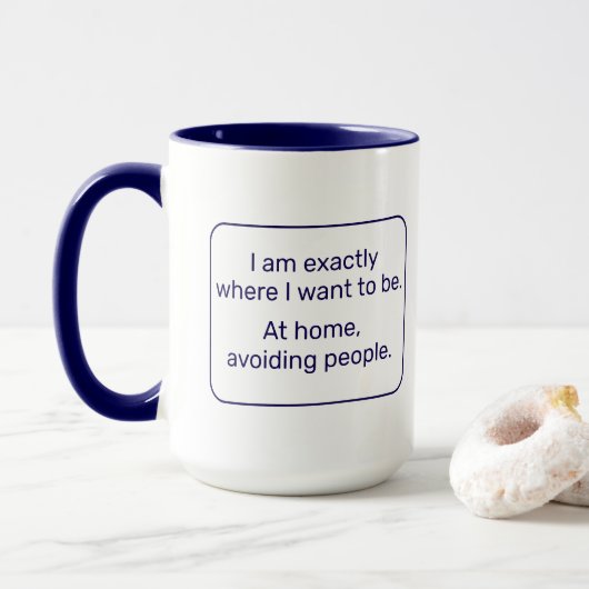 Mug Accueil (droitier, bleu) (Avec donut)