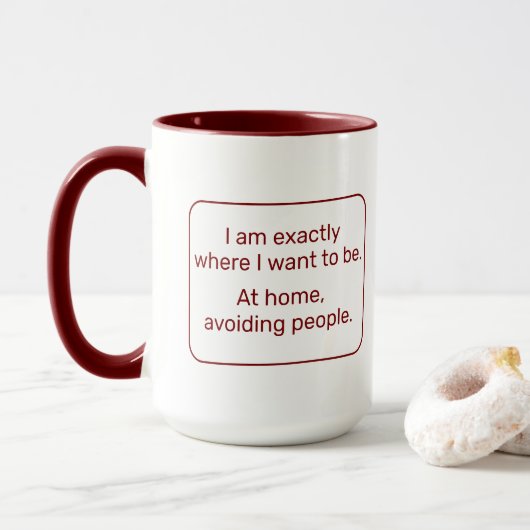 Mug Accueil (droitier, rouge) (Avec donut)