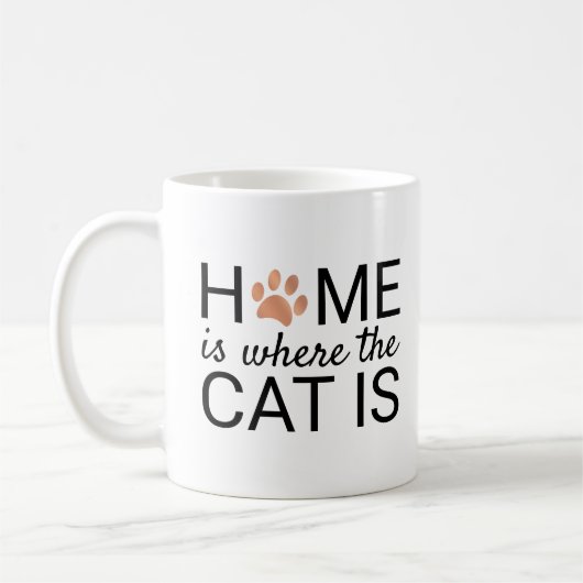 Mug Accueil Est Où Le Chat Est Rose Empreintes de patt (Gauche)