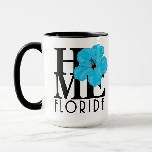 Mug ACCUEIL Floride Hibiscus bleu 15oz (Gauche)