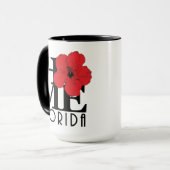 Mug ACCUEIL Floride Hibiscus rouge 15oz (Devant gauche)