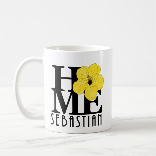 Mug ACCUEIL Hibiscus jaune Sebastian 11oz (Gauche)