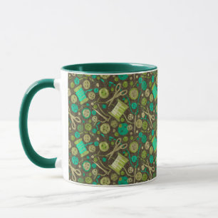 Mug Accueil Hobby Sew Crafter Collage Motif Green Mint