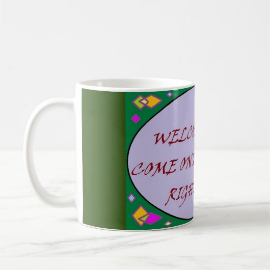 Mug Accueil message rouge et vert design (Gauche)