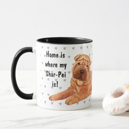 Mug Accueil Où Est Mon Shar-Pei - Custom Chien Maman P (Avec donut)