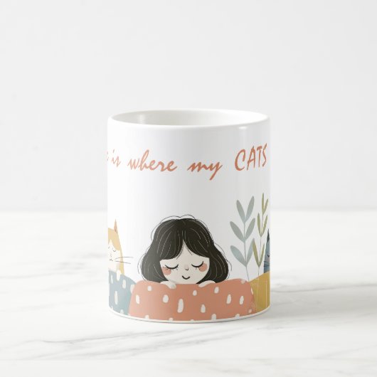 Mug Accueil où mes CATS sont mignons Chat Maman (Centre)