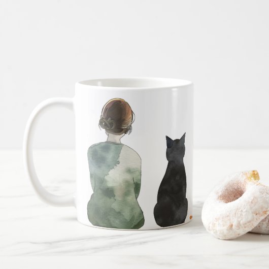 Mug Accueil Où Mes Chats Sont Aquarelle Chat Maman (Avec donut)