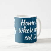 Mug Accueil Où Mon Chat Est Blanc Script Marine (Devant droit)
