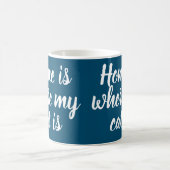 Mug Accueil Où Mon Chat Est Blanc Script Marine (Centre)