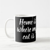 Mug Accueil Où Mon Chat Est Blanc Script Noir (Gauche)