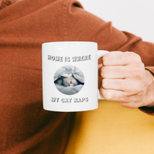 Mug Accueil où mon chat naps photo personnalisée