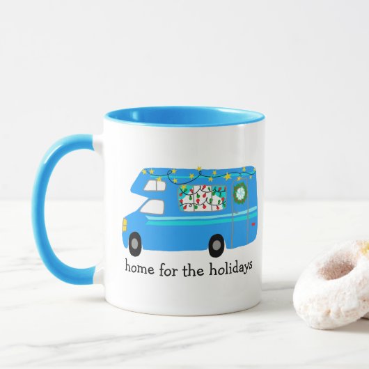 Mug ACCUEIL POUR VACANCES Rétro Camper de Noël PERSONN (Avec donut)