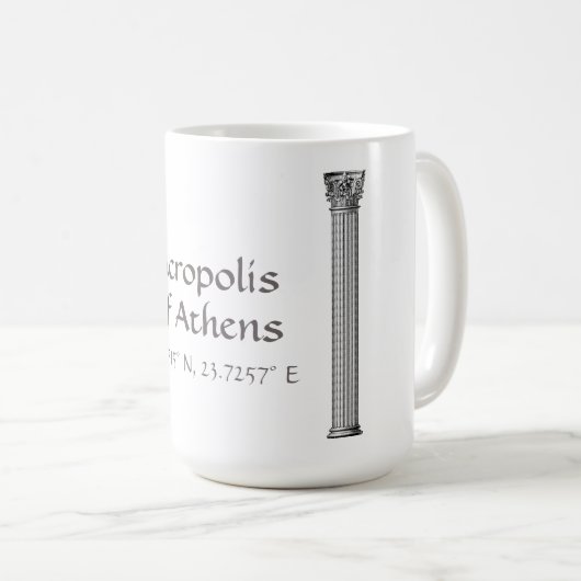 Mug Acropole d'Athènes Latitude Longitude (Devant droit)