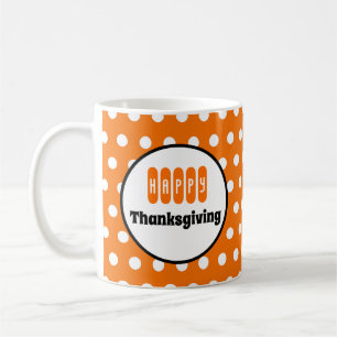 Mug Action de grâce à pois orange et blanc