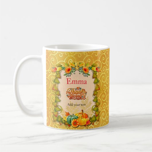 Mug Action de grâce, feuilles d'érable, citrouilles et (Gauche)