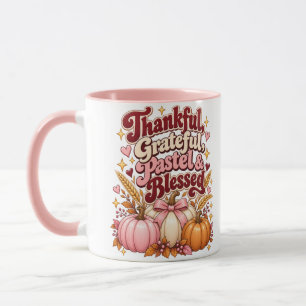 Mug Action de grâce pastel reconnaissant et béni