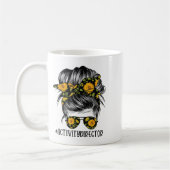 Mug Activity Director Messy Hair Woman Bun Sunflower H (Gauche)