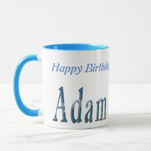 Mug Adam Nom Fabriqué Avec Une Image De Plage (Gauche)