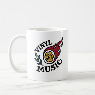 Mug Adaptateur 45 tours tatouage flamme musique vinyle