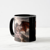 Mug Add Your Text - Red Winged Fire Dragon with Smoke (Devant gauche)
