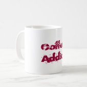 Mug Addict au café dans la police Red Grunge (Devant gauche)
