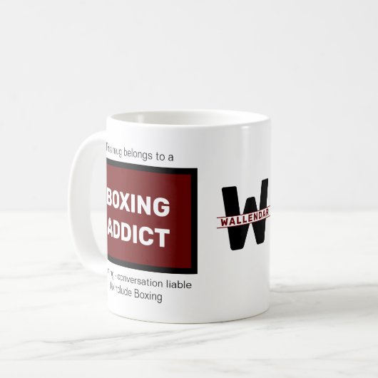 Mug Addict Boxe Ajouter Votre Nom Monogramme Initial (Devant gauche)