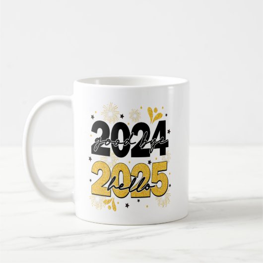 Mug Adieu 2024 Bonjour 2025 Fireworks Bonne année (Gauche)