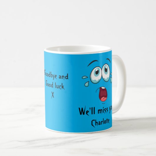 Mug Adieu drôle, tu vas nous manquer (Devant droit)