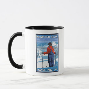 Mug Admirer de skieur - crête de glacier, Washington