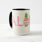 Mug Adorable Aloha Hawaïen Rayé Ananas (Devant gauche)