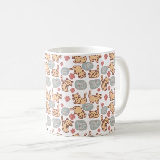 Mug Adorable Amoureux des chats Kitten Répéter le Moti (Devant droit)