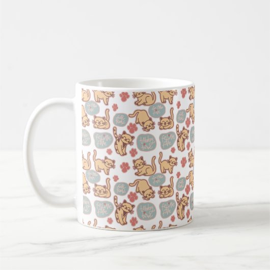Mug Adorable Amoureux des chats Kitten Répéter le Moti (Gauche)