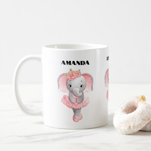 Mug Adorable Ballerina Elephant En Pointe (Avec donut)
