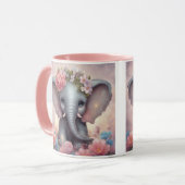 Mug Adorable bébé éléphant avec fleurs (Devant gauche)