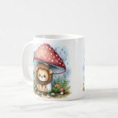 Mug Adorable Bébé Lion Cub Sous Parapluie Champignons (Devant gauche)