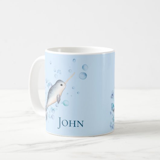 Mug adorable bébé Narwhal océan Bubbles (Devant gauche)