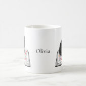 Mug Adorable Black Cat Kitten on Book Custom Name (Centre)