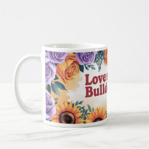 Mug Adorable Bulldog & Sunflower Art