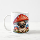 Mug Adorable Carlin chiot sous parapluie champignon (Gauche)