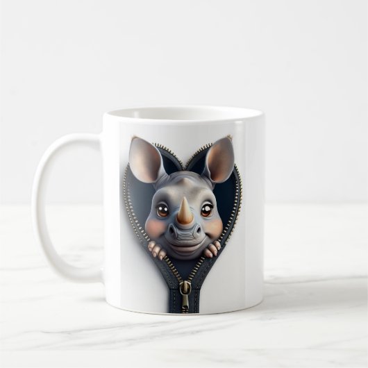 Mug Adorable Cartoon Rhinoceros Face De Zipper (Gauche)