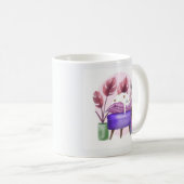 Mug Adorable Charme Cosy Cute Blanc Chat Napping Viole (Devant droit)