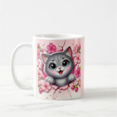Mug Adorable chat 3D à la recherche à travers la conce (Gauche)