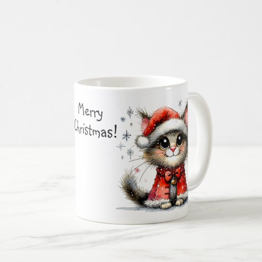 Mug Adorable chat aux yeux grands dans un chapeau de N (Devant droit)