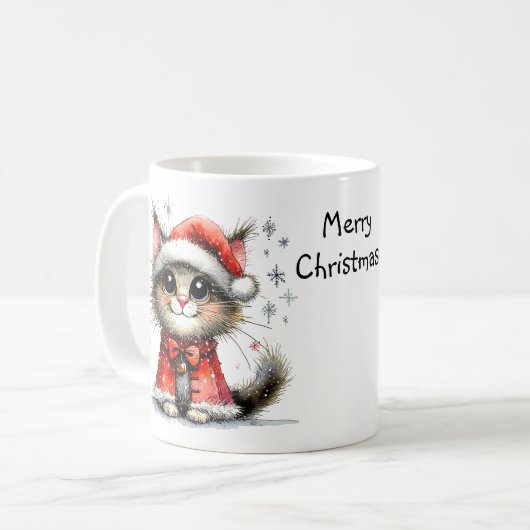 Mug Adorable chat aux yeux grands dans un chapeau de N (Devant gauche)