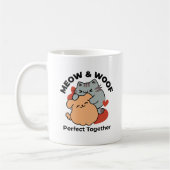 Mug Adorable chat et chien Hug - Meow & Woof Design (Gauche)